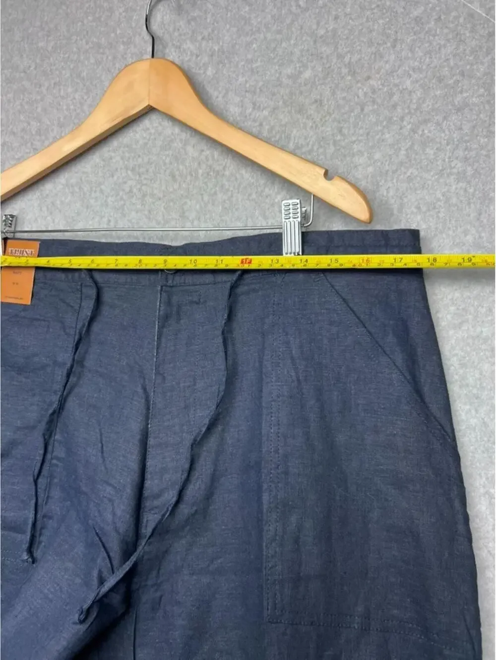Trust Mens Capri Pants 36 Navy Linen Rayon Cargo Messenger Beach Y2K Cruise New